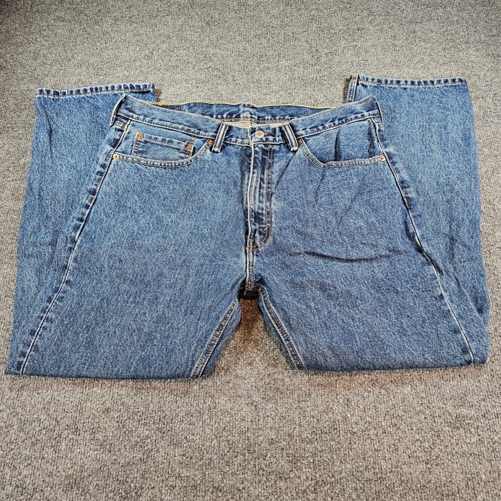Levis 505 Mens 37x29 (36x29 Tag) Blue Denim Regular Fit Straight Leg Jean Casual